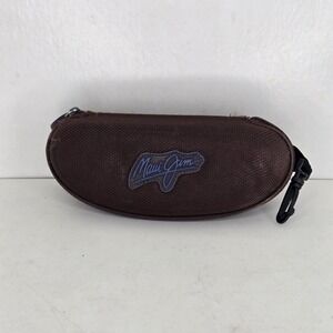 MAUI JIM Sunglasses Hard Clam Shell Zippered‎ Sport Case Brown w/ Carabiner Clip